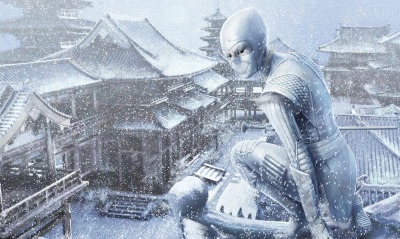 Девушка ниндзя в снегу