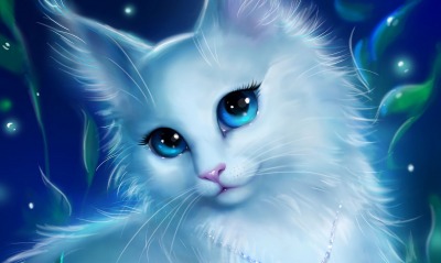 кошка рисунок белая блеск
