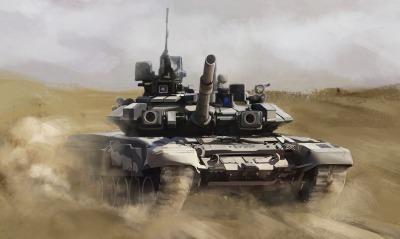 танк военный в поле