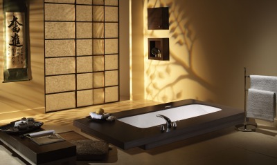 Интерьер ванной комнаты по японски