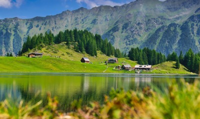 швейцария озеро горы зелень лето