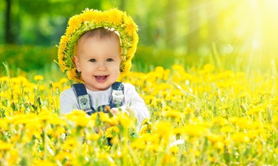 Малыш ребенок одуванчики улыбка Baby child dandelions smile