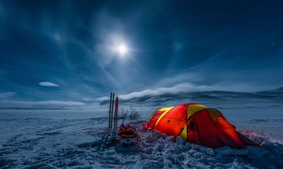палатка север снег ночь зима