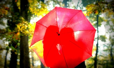 красный, зонт