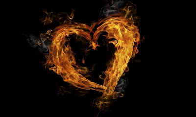 сердце любовь огонь черный фон