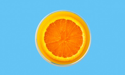 цитрус аппельсин голубой фон