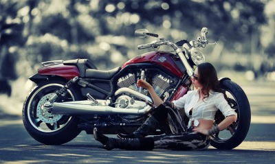 мотоцикл, девушка
