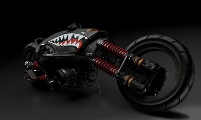 мотоцикл акула наклейка черный колесо