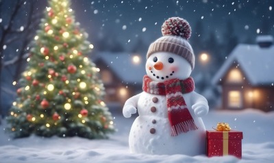 новый год рождество елка снег снежинки снеговик