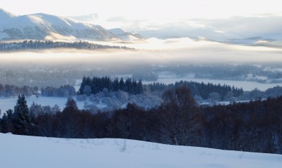 Туман, иней, облака, горы, снег, зима, леса