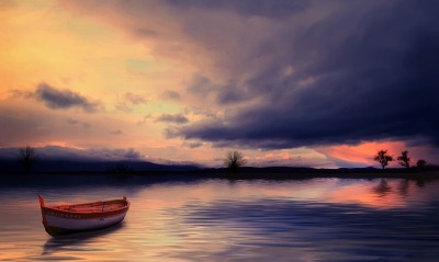 лодка на закате