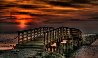 мост, закат