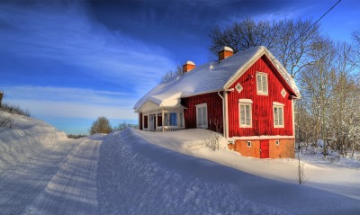 природа дом снег зима