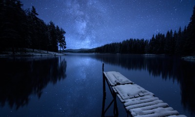 пристань воде ночь звезды