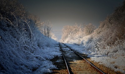 железная дорога, снег