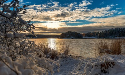 озеро, зима