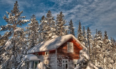 дом, зима