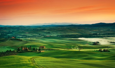 Тоскана Италия равнина закат