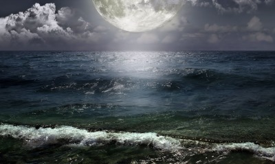 луна, море