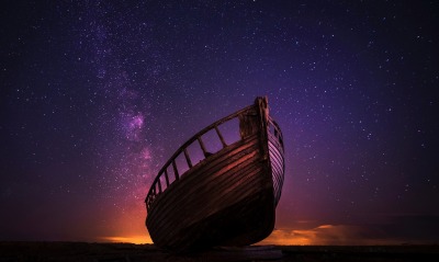 лодка, ночь