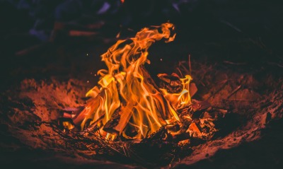 костер огонь горение ночь