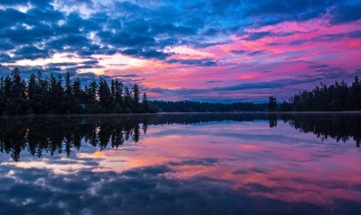 рассвет озеро штиль фиолетовый