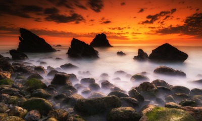 море скалы закат камни