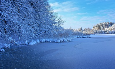 зима лед река снег ясный день