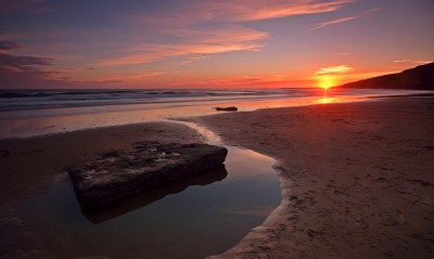 берег побережье песок закат горизонт сумерки
