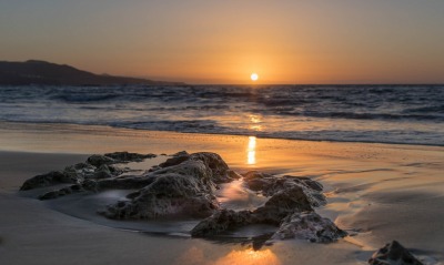закат море пляж песок