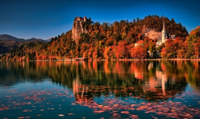 осень озеро листья отражение
