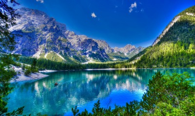 озеро горы ясный день лето