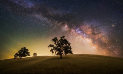 холм звезды деревья галактика млечный путь