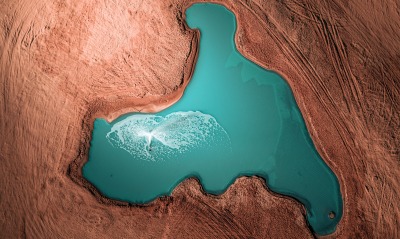 озеро пустыня вид сверху ландшафт