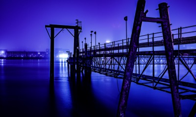 мост ночь залив опоры