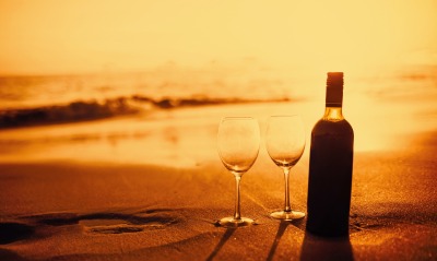 пляж, вино