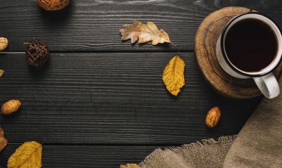 кружка доски листья чай