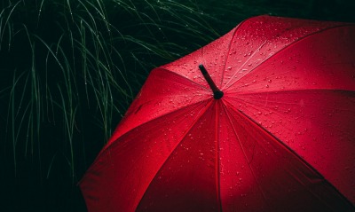 зонт, красный