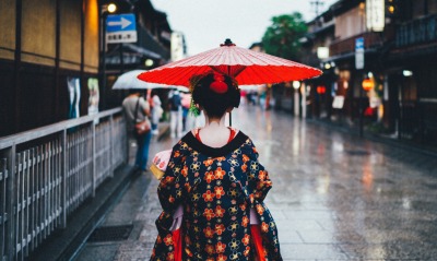 япония улица зонт девушка