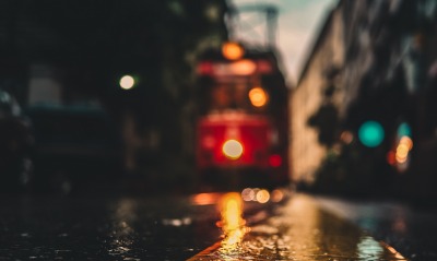 трамвай улица огни фонари