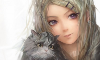 Кот с девушкой