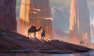 караван верблюды скалы рисунок