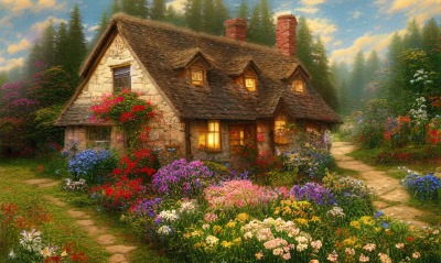 дом, цветы