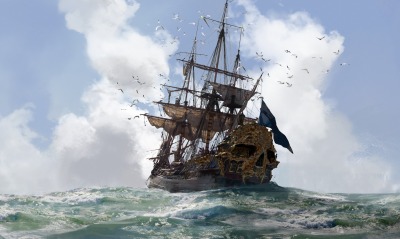 корабль, шторм
