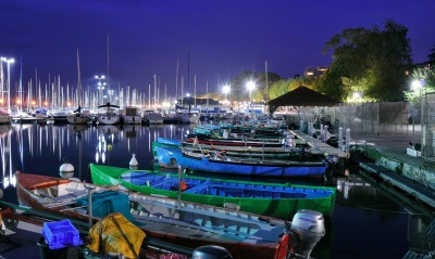 лодки пристань залив ночь