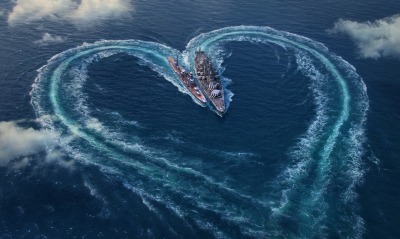 море лодки сердце
