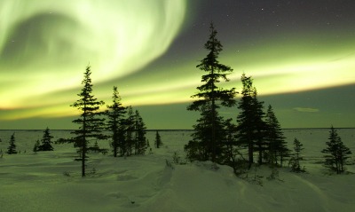 The Northern Lights in Winter, Churchill, Manitoba, Canada