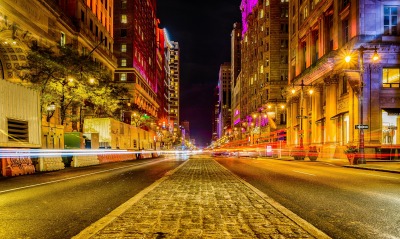 улица город огни дорога ночь