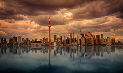 торонто панорама город небоскребы залив отражение