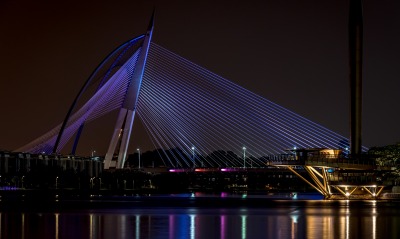 мост троса подсветка ночь